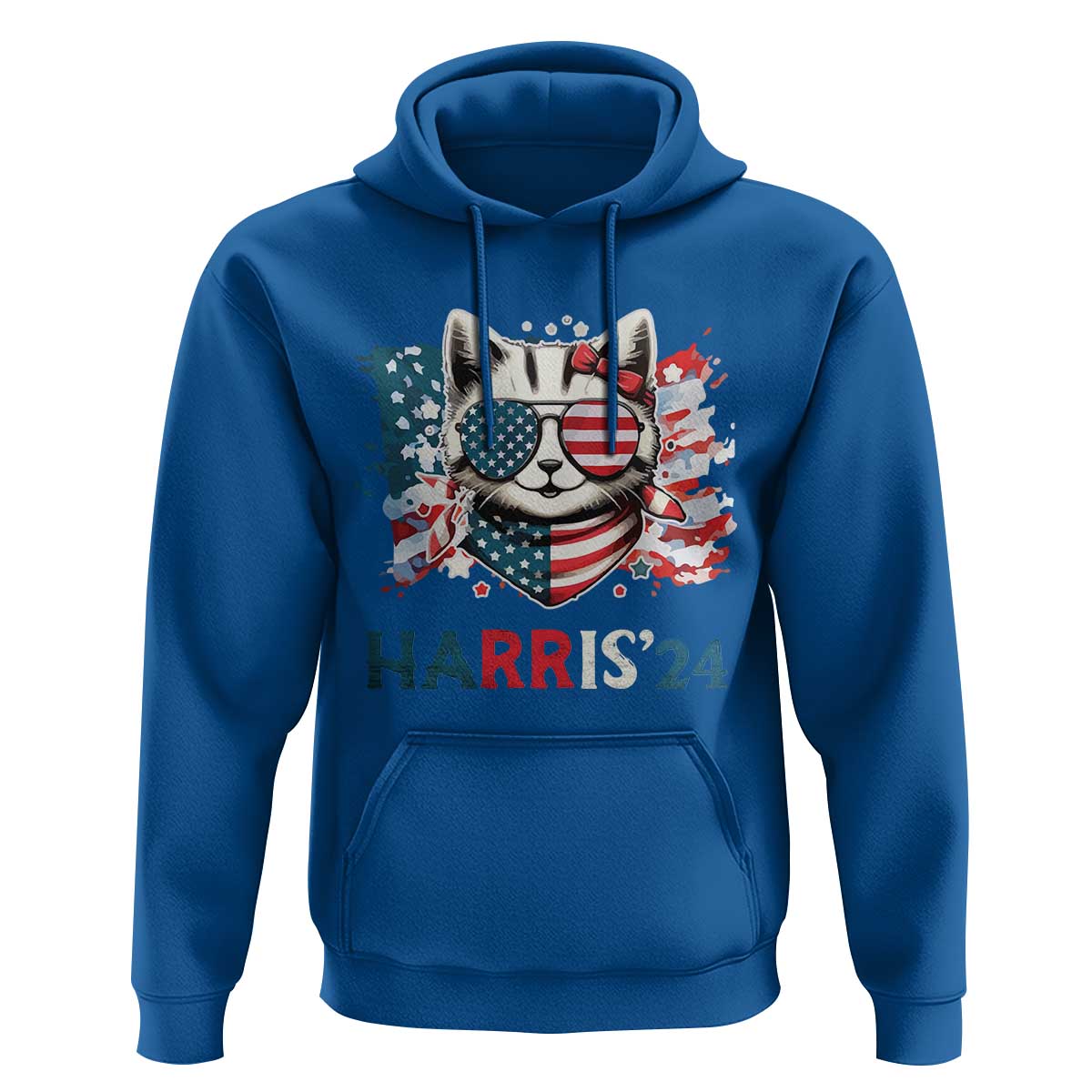Harris'24 Hoodie Childless Cat Lady American Flag Sunglasses - Wonder Print Shop