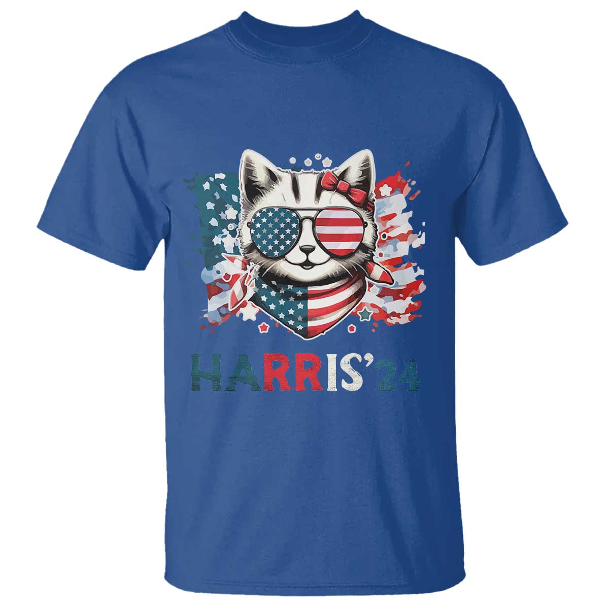 Harris'24 T Shirt Childless Cat Lady American Flag Sunglasses - Wonder Print Shop