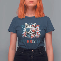Harris'24 T Shirt For Women Childless Cat Lady American Flag Sunglasses - Wonder Print Shop