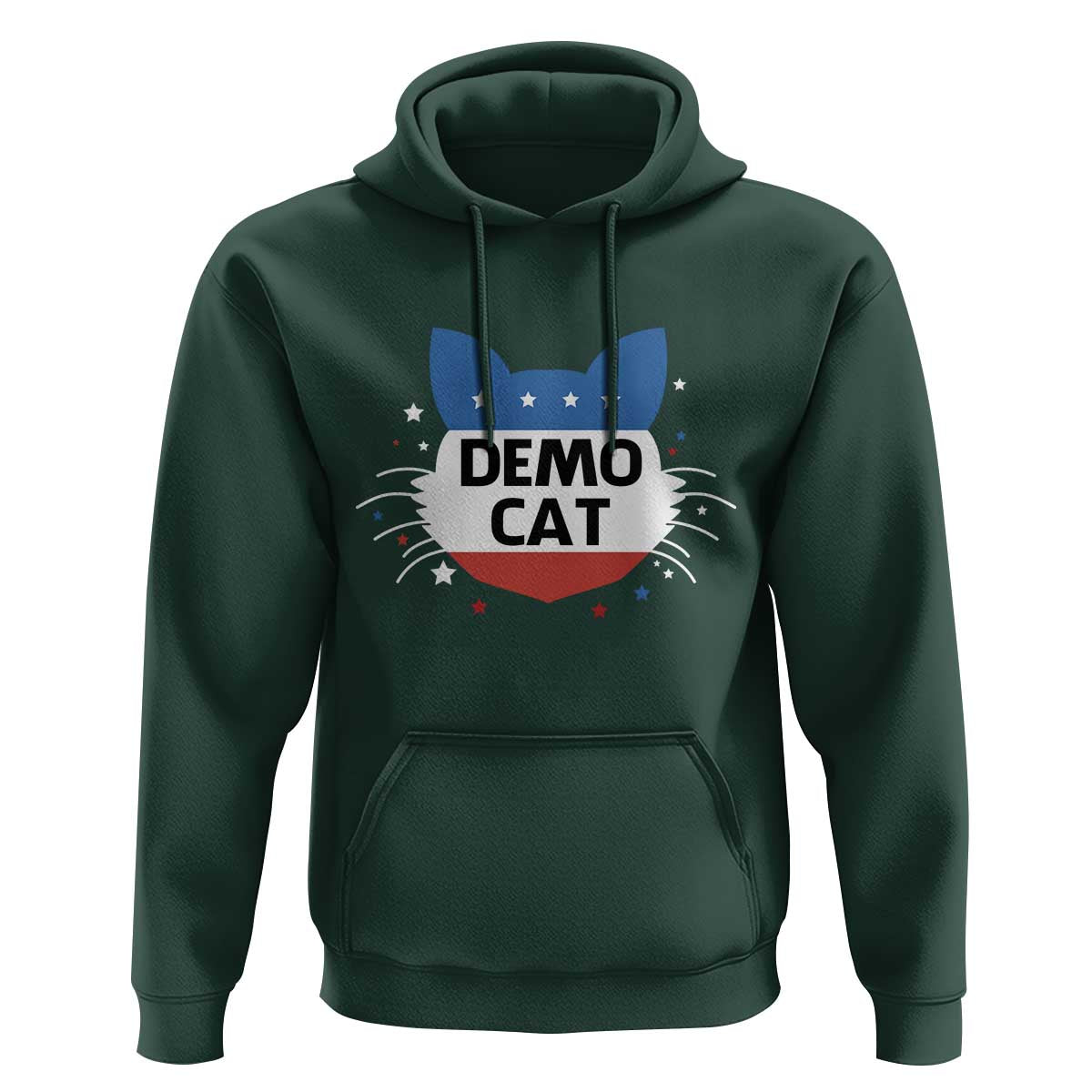Funny American Cat Hoodie Demo Cat Star US Flag - Wonder Print Shop