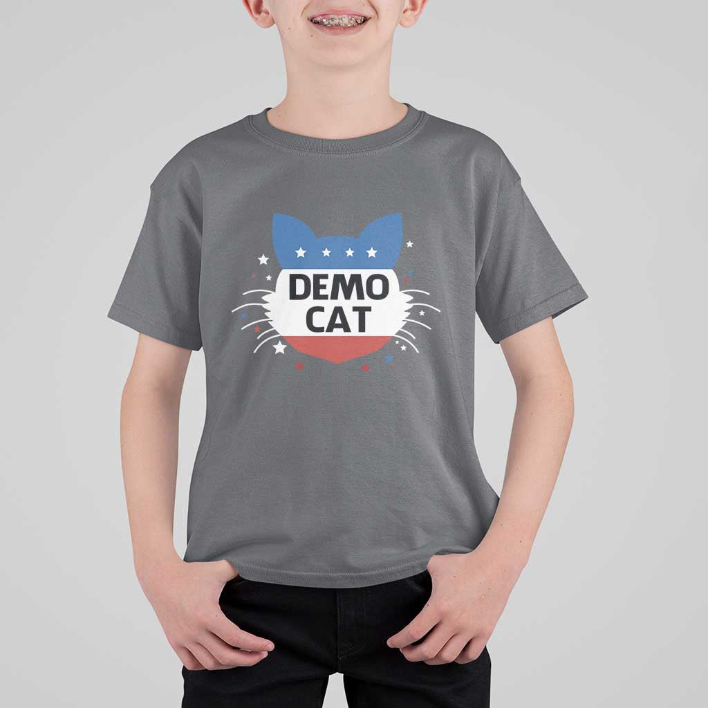 Funny American Cat T Shirt For Kid Demo Cat Star US Flag - Wonder Print Shop