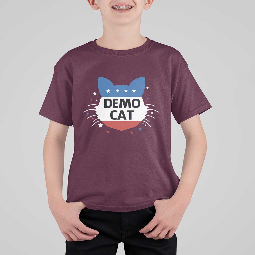 Funny American Cat T Shirt For Kid Demo Cat Star US Flag - Wonder Print Shop