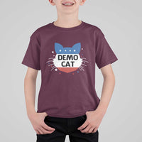 Funny American Cat T Shirt For Kid Demo Cat Star US Flag - Wonder Print Shop