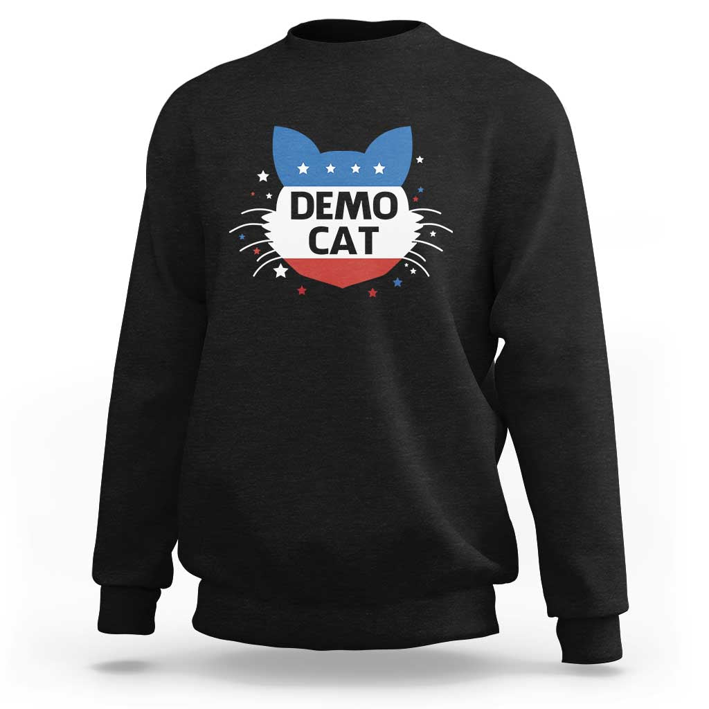 Funny American Cat Sweatshirt Demo Cat Star US Flag - Wonder Print Shop