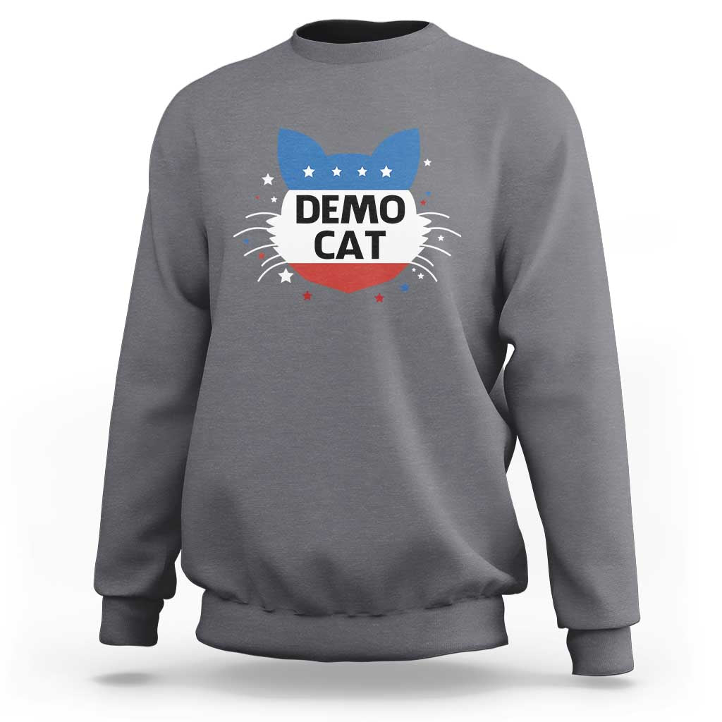 Funny American Cat Sweatshirt Demo Cat Star US Flag - Wonder Print Shop