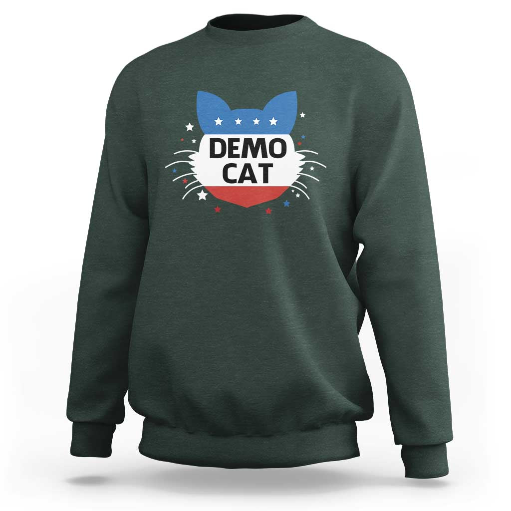 Funny American Cat Sweatshirt Demo Cat Star US Flag - Wonder Print Shop