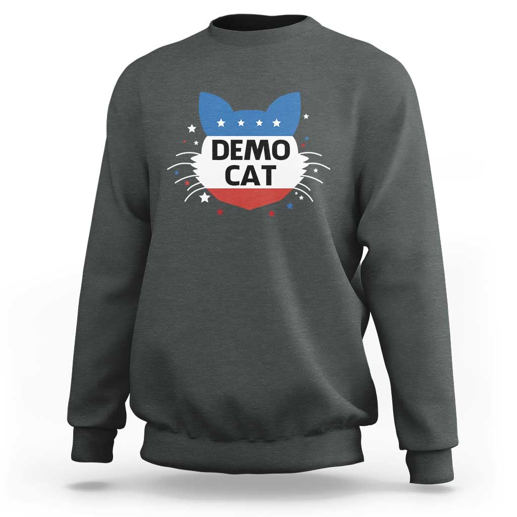Funny American Cat Sweatshirt Demo Cat Star US Flag - Wonder Print Shop