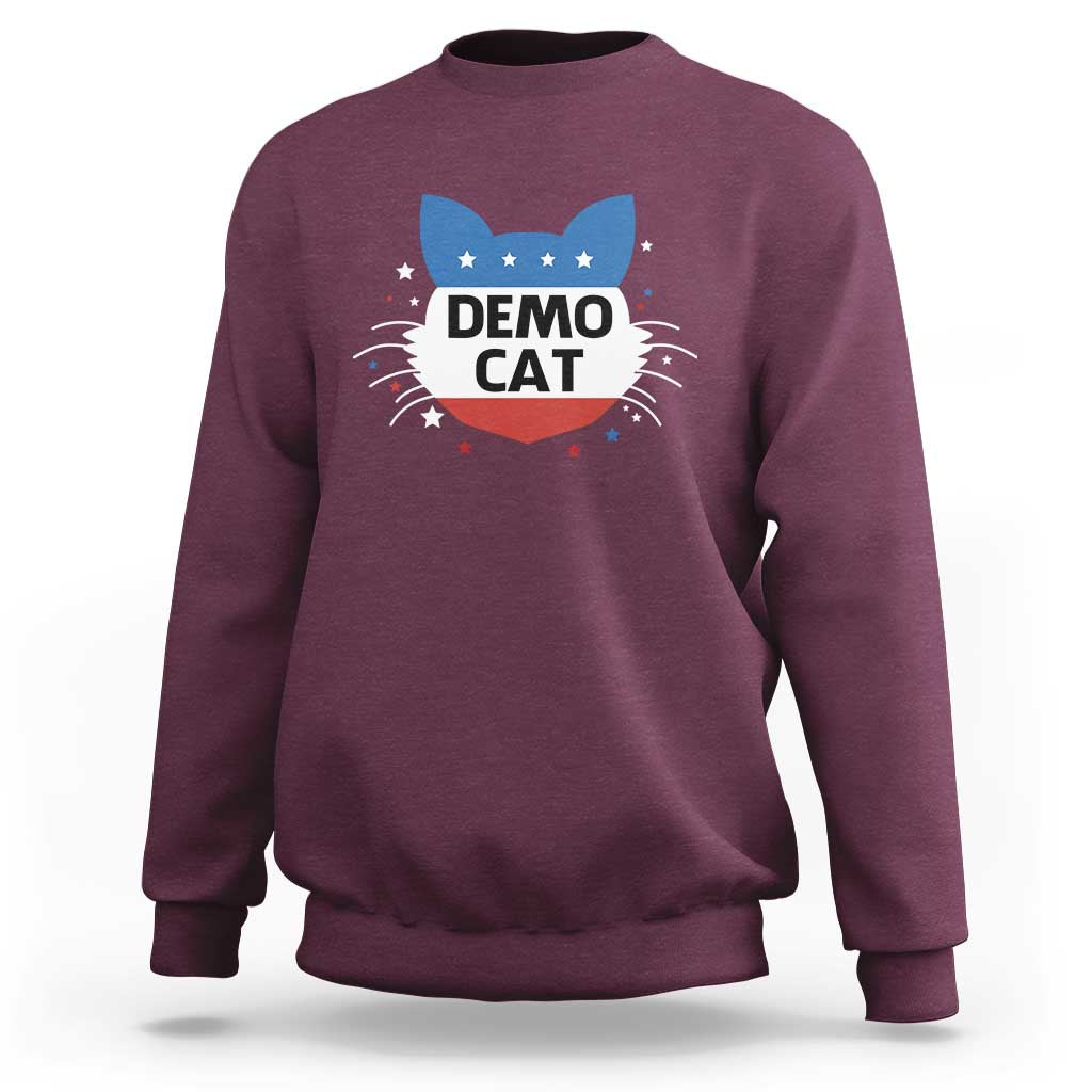 Funny American Cat Sweatshirt Demo Cat Star US Flag - Wonder Print Shop