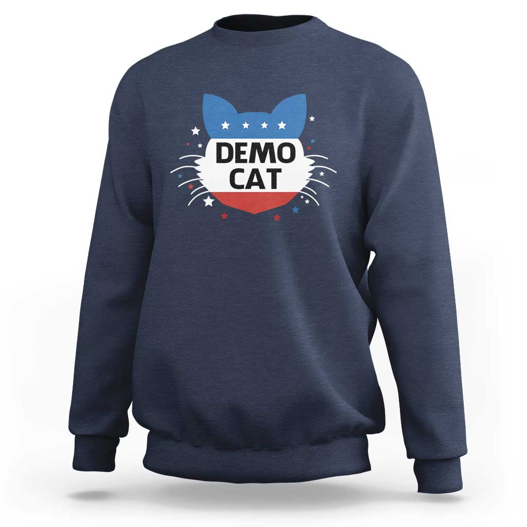 Funny American Cat Sweatshirt Demo Cat Star US Flag - Wonder Print Shop
