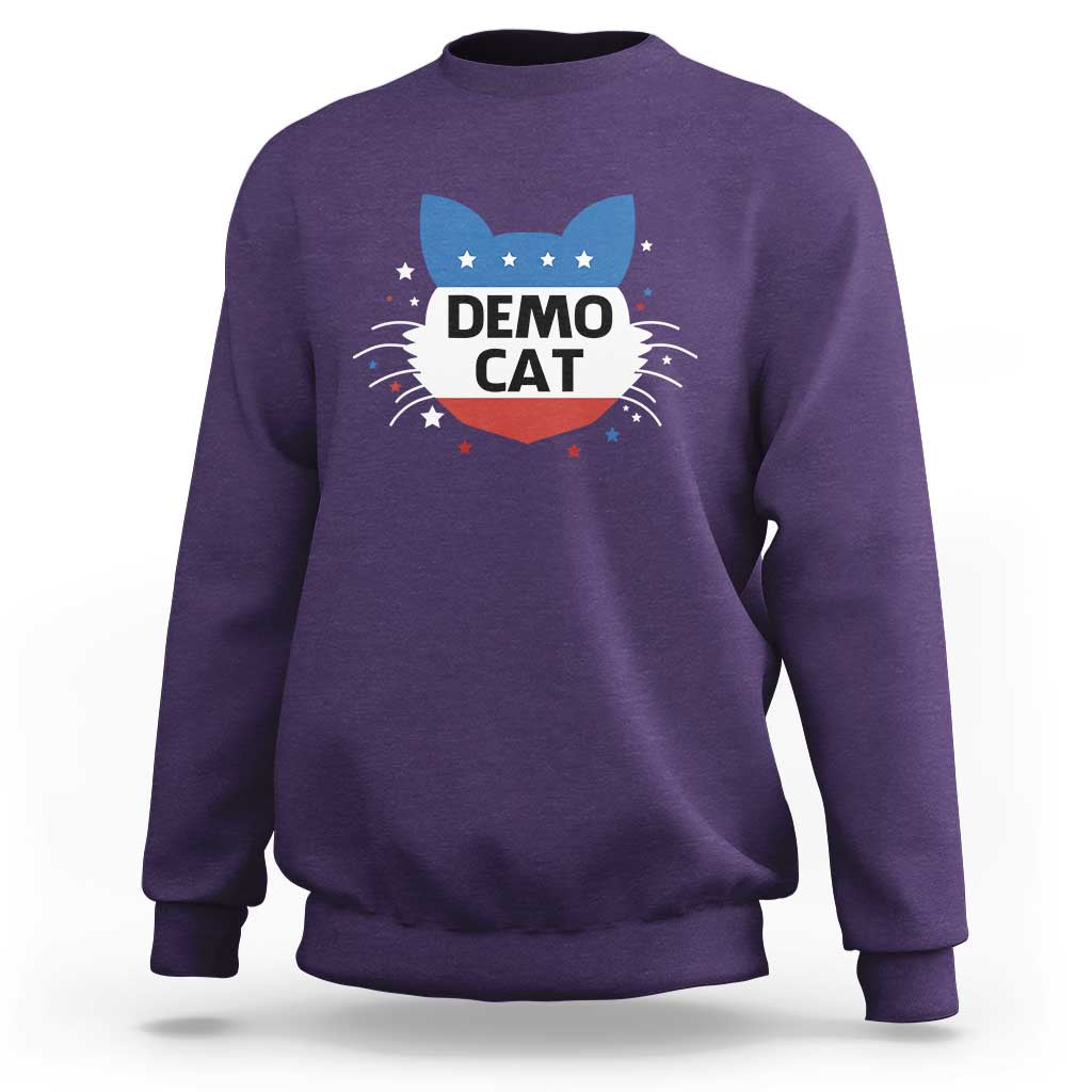 Funny American Cat Sweatshirt Demo Cat Star US Flag - Wonder Print Shop