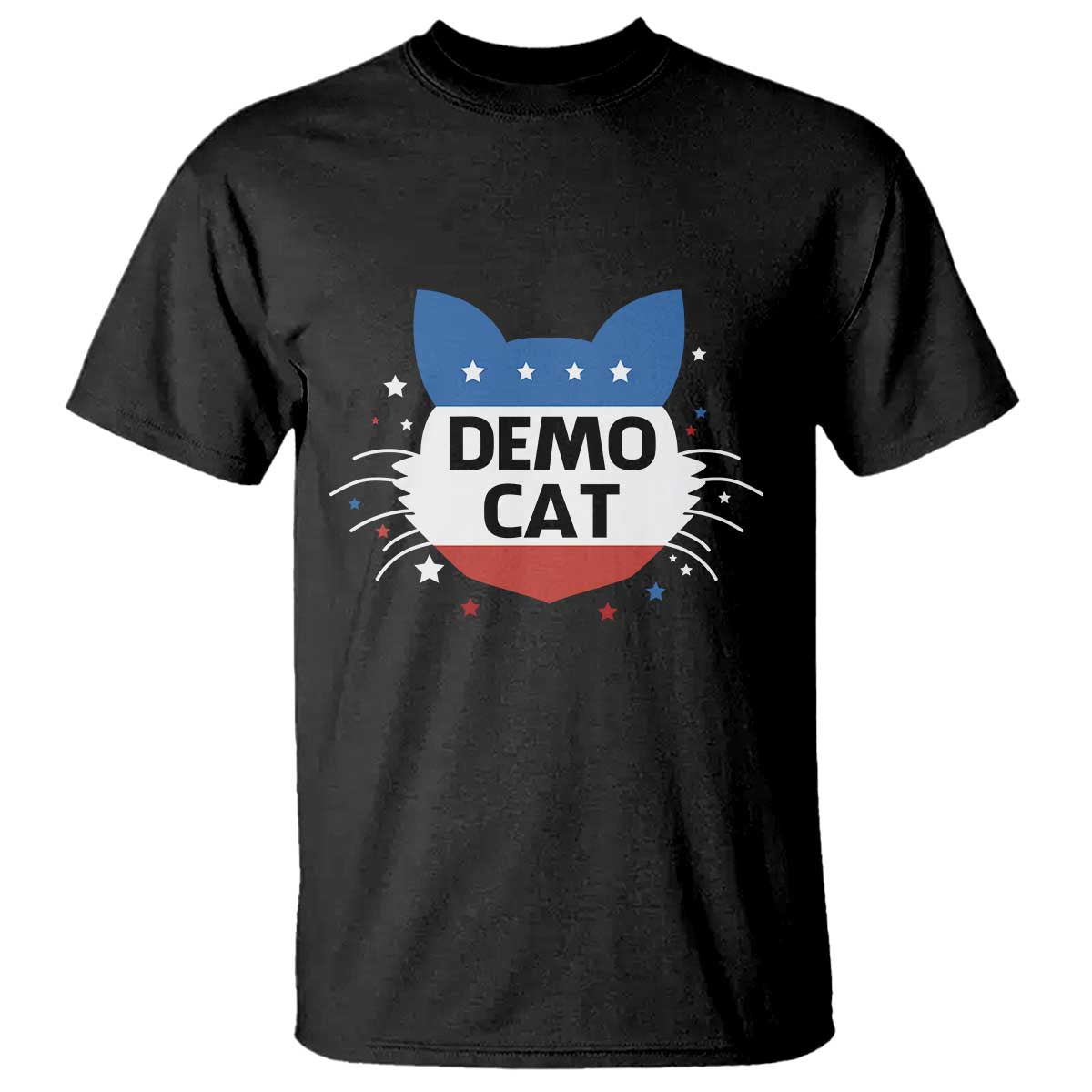 Funny American Cat T Shirt Demo Cat Star US Flag - Wonder Print Shop
