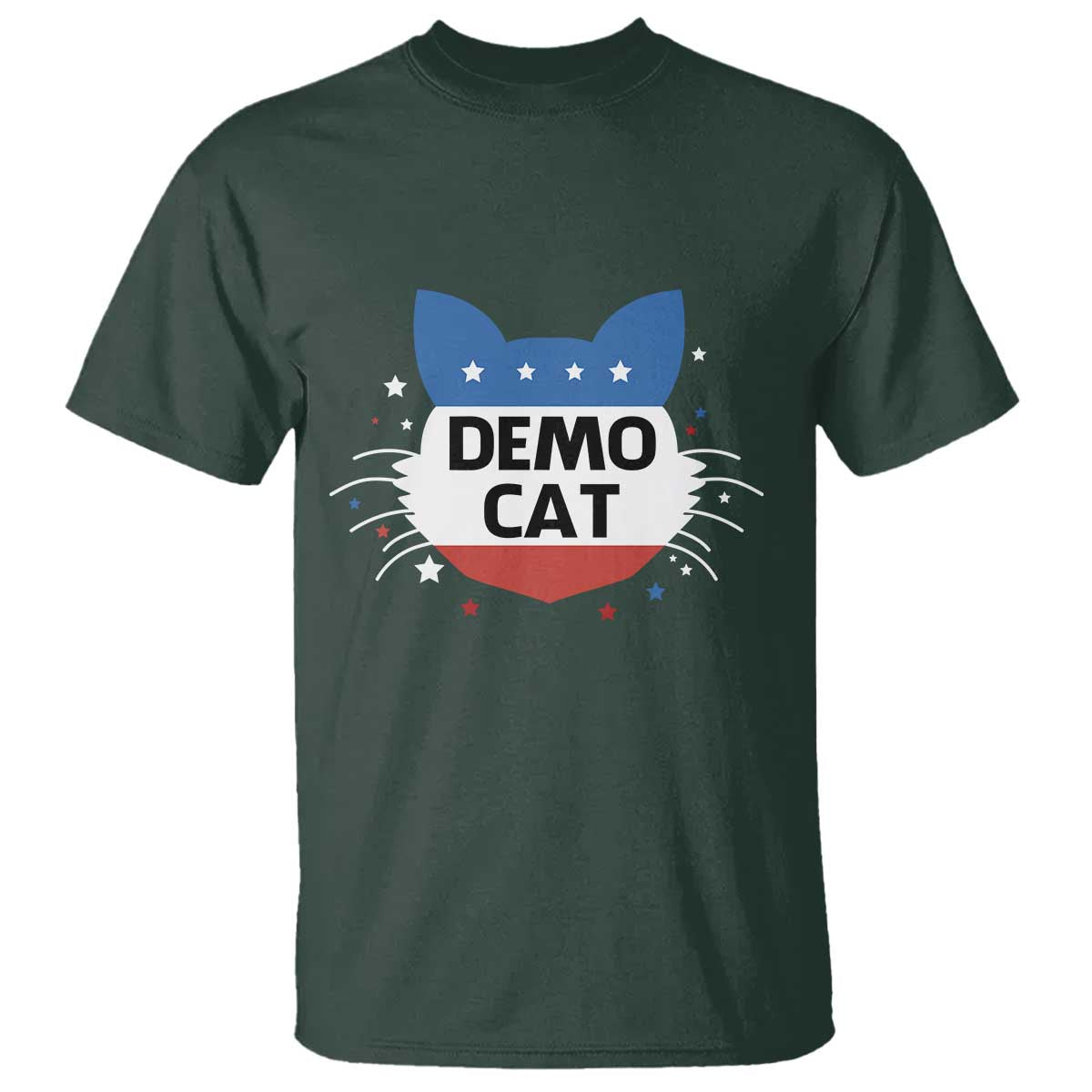 Funny American Cat T Shirt Demo Cat Star US Flag - Wonder Print Shop