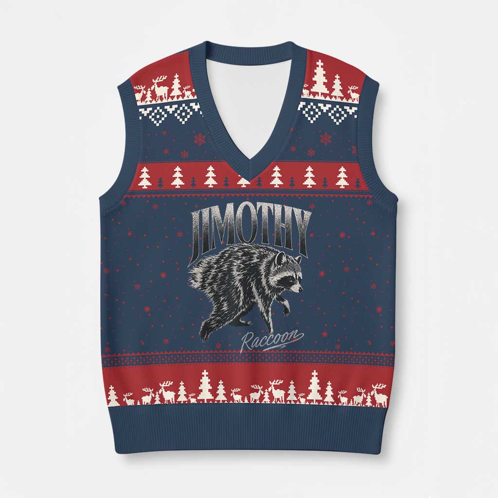 Jimothy Raccoon V-Neck Knit Sweater Vest Funny Seattle Trash Panda Wildlife