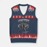 Jimothy Raccoon V-Neck Knit Sweater Vest Funny Seattle Trash Panda Wildlife