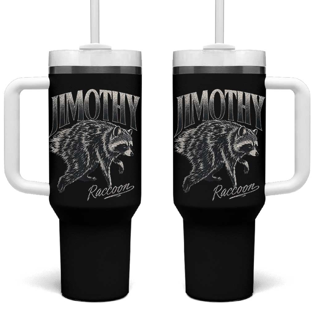 Jimothy Raccoon Tumbler With Handle Funny Seattle Trash Panda Wildlife