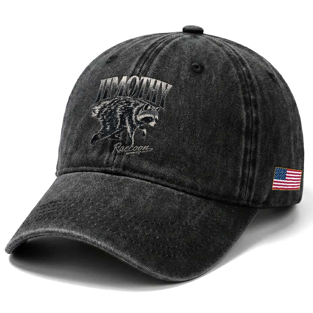 Jimothy Raccoon Washed Cotton Baseball Cap Funny Seattle Trash Panda Wildlife
