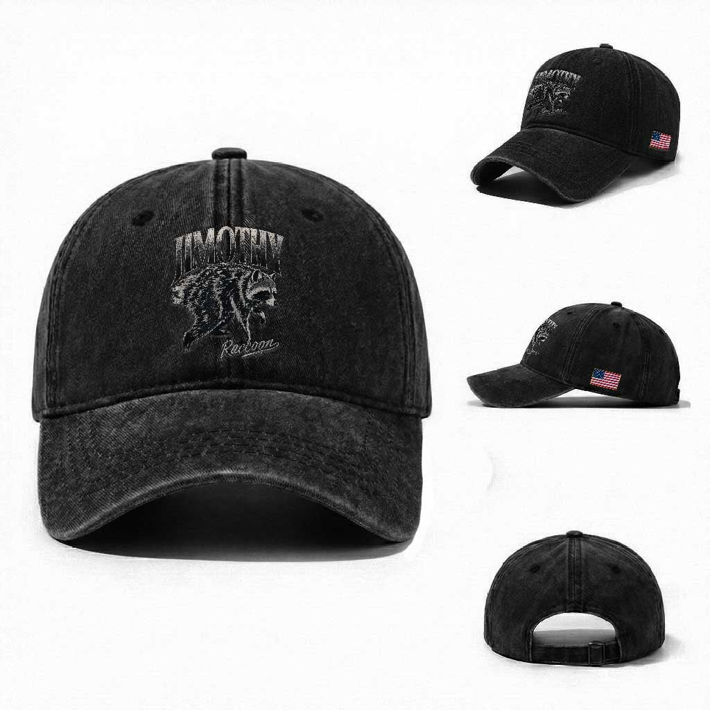Jimothy Raccoon Washed Cotton Baseball Cap Funny Seattle Trash Panda Wildlife
