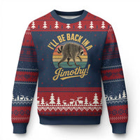 Funny Jimothy the Raccoon Ugly Christmas Sweater I'll Be Back In A Jimothy Viral Trash Panda