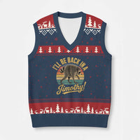 Funny Jimothy the Raccoon V-Neck Knit Sweater Vest I'll Be Back In A Jimothy Viral Trash Panda