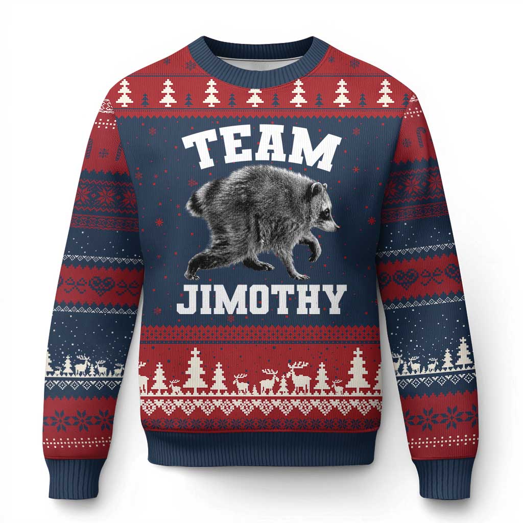 Team Jimothy Raccoon Ugly Christmas Sweater Funny Seattle Trash Panda Lover