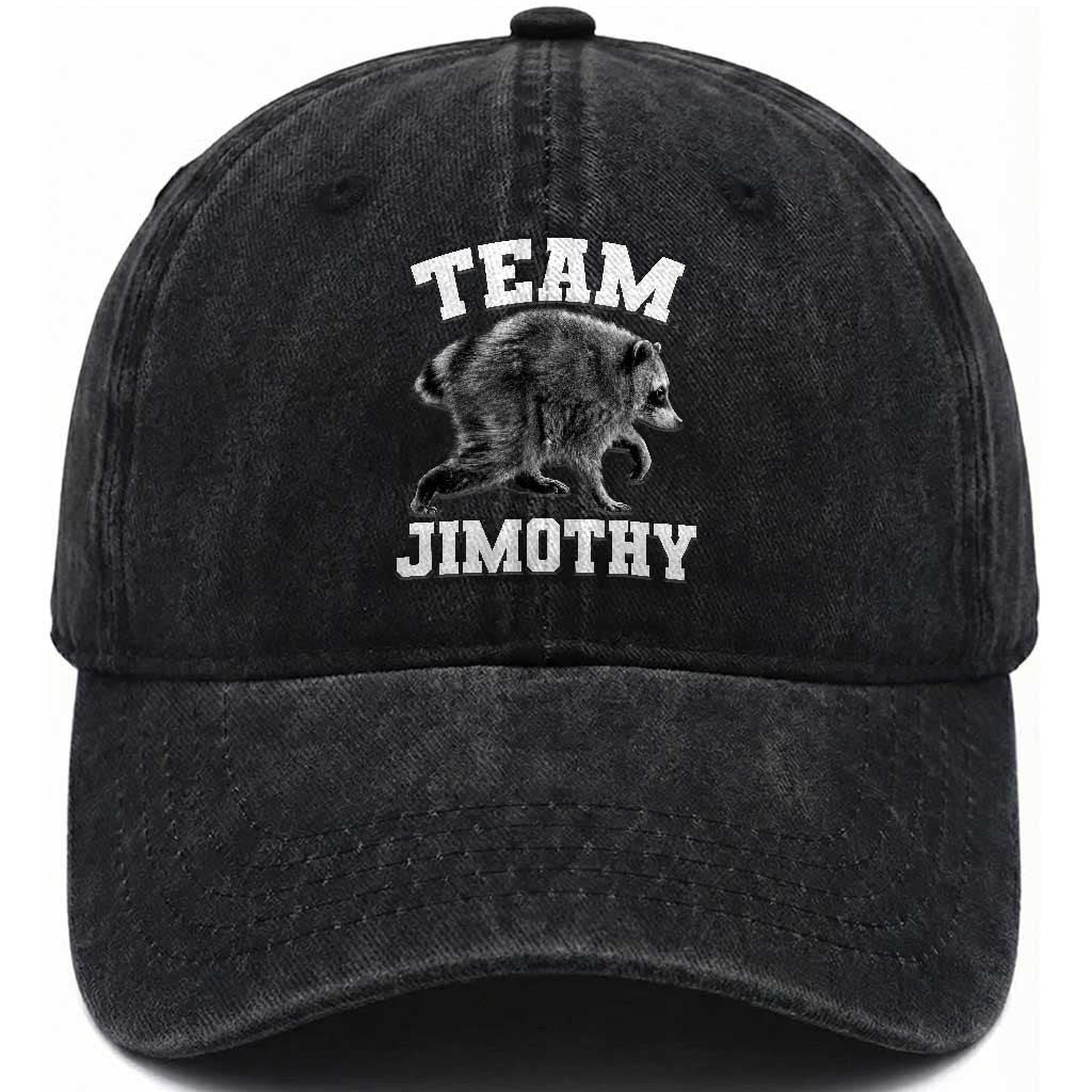 Team Jimothy Raccoon Washed Cotton Baseball Cap Funny Seattle Trash Panda Lover