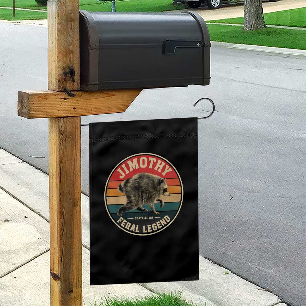 Jimothy Raccoon Seattle Feral Legend Garden Flag Funny Trash Panda Meme Retro