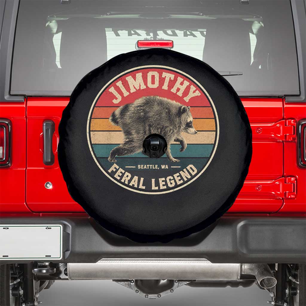 Jimothy Raccoon Seattle Feral Legend Spare Tire Cover Funny Trash Panda Meme Retro
