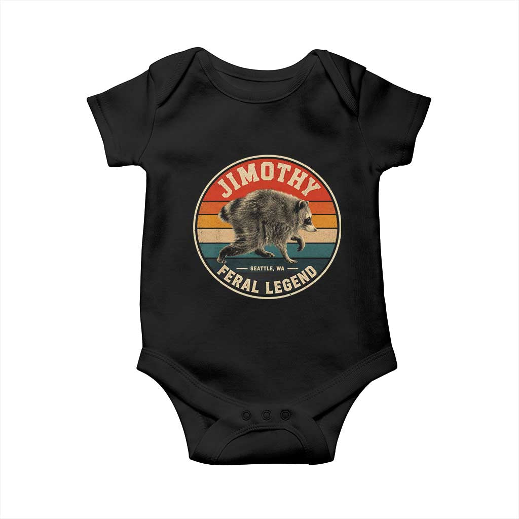 Jimothy Raccoon Seattle Feral Legend Baby Onesie Funny Trash Panda Meme Retro