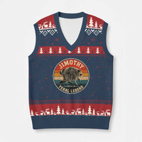 Jimothy Raccoon Seattle Feral Legend V-Neck Knit Sweater Vest Funny Trash Panda Meme Retro