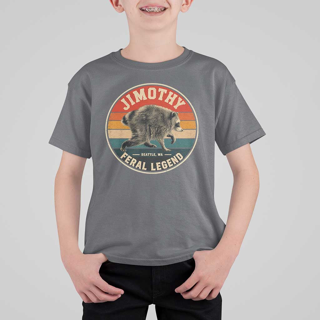 Jimothy Raccoon Seattle Feral Legend T Shirt For Kid Funny Trash Panda Meme Retro