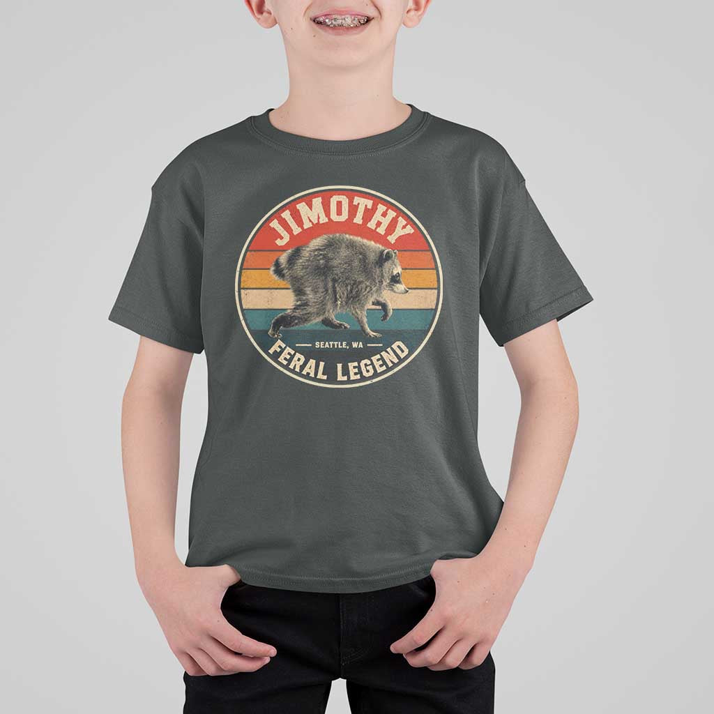 Jimothy Raccoon Seattle Feral Legend T Shirt For Kid Funny Trash Panda Meme Retro