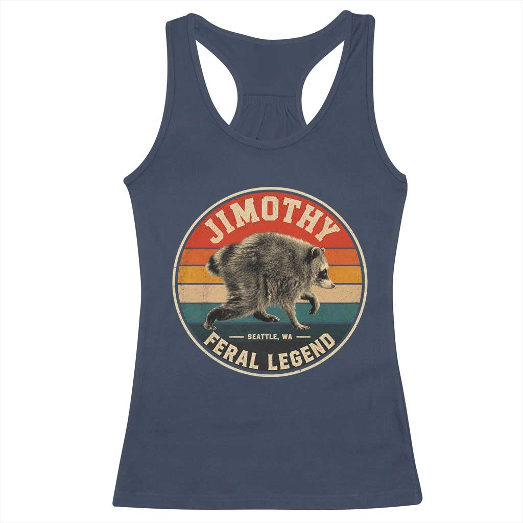 Jimothy Raccoon Seattle Feral Legend Racerback Tank Top Funny Trash Panda Meme Retro