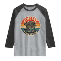 Jimothy Raccoon Seattle Feral Legend Raglan Shirt Funny Trash Panda Meme Retro