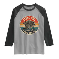 Jimothy Raccoon Seattle Feral Legend Raglan Shirt Funny Trash Panda Meme Retro