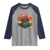 Jimothy Raccoon Seattle Feral Legend Raglan Shirt Funny Trash Panda Meme Retro
