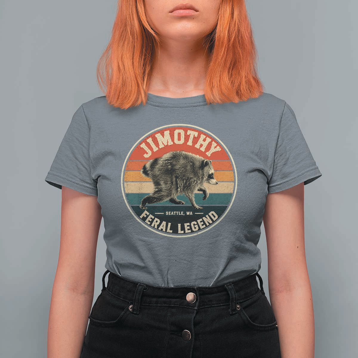 Jimothy Raccoon Seattle Feral Legend T Shirt For Women Funny Trash Panda Meme Retro
