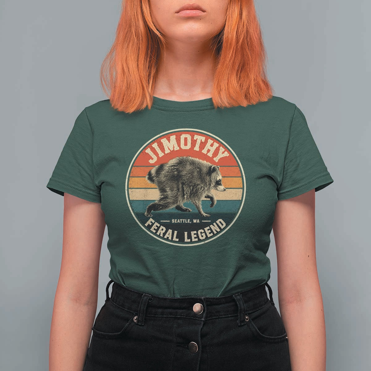 Jimothy Raccoon Seattle Feral Legend T Shirt For Women Funny Trash Panda Meme Retro