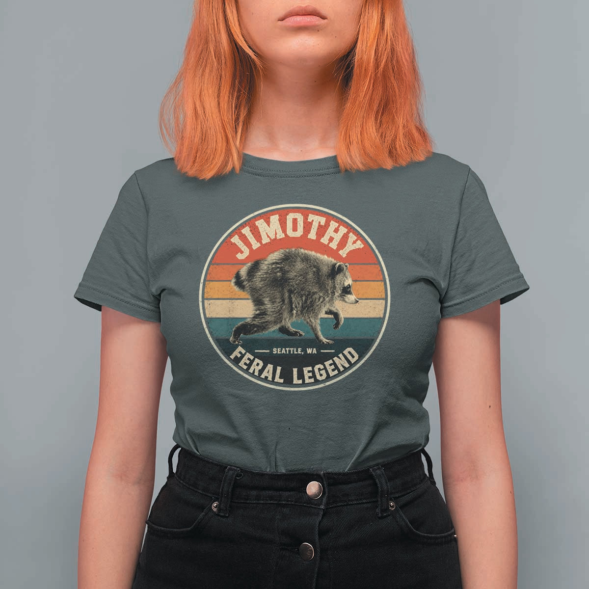 Jimothy Raccoon Seattle Feral Legend T Shirt For Women Funny Trash Panda Meme Retro