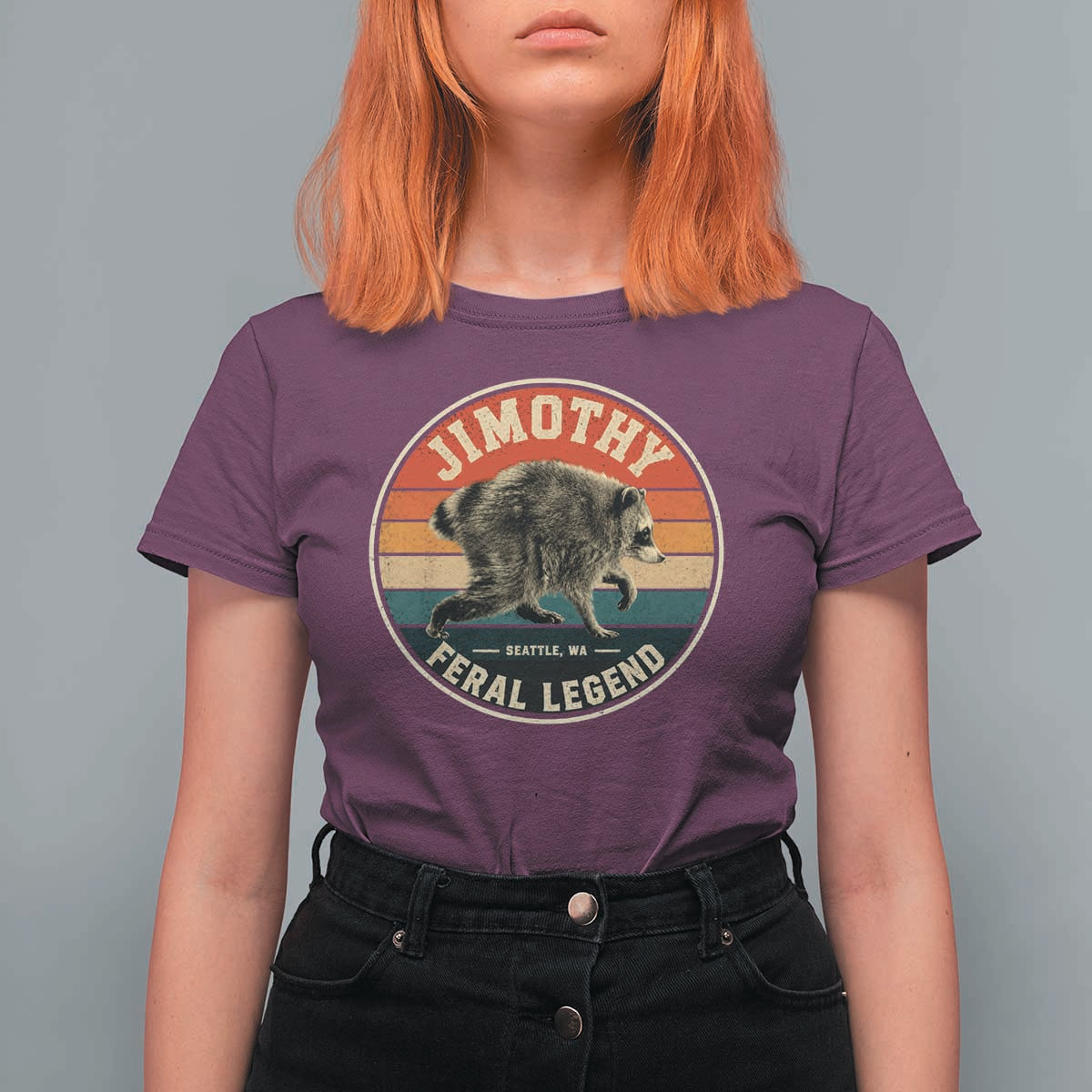 Jimothy Raccoon Seattle Feral Legend T Shirt For Women Funny Trash Panda Meme Retro