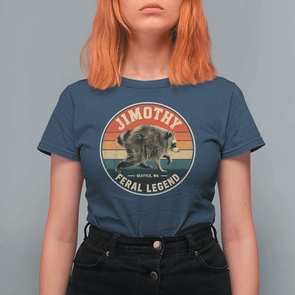 Jimothy Raccoon Seattle Feral Legend T Shirt For Women Funny Trash Panda Meme Retro