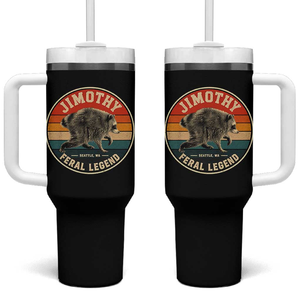 Jimothy Raccoon Seattle Feral Legend Tumbler With Handle Funny Trash Panda Meme Retro
