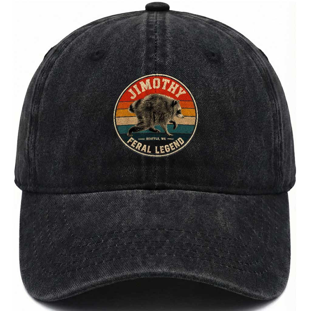 Jimothy Raccoon Seattle Feral Legend Washed Cotton Baseball Cap Funny Trash Panda Meme Retro