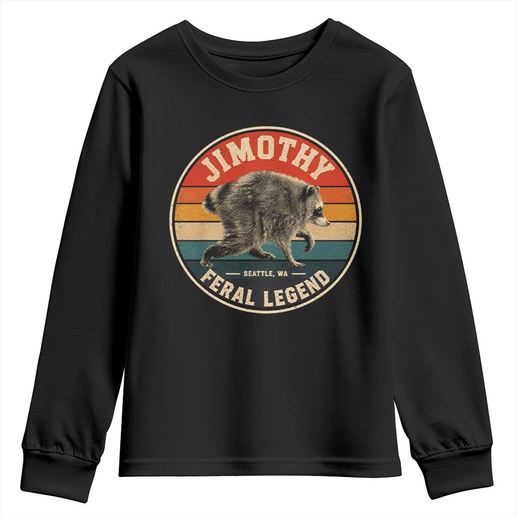 Jimothy Raccoon Seattle Feral Legend Youth Sweatshirt Funny Trash Panda Meme Retro
