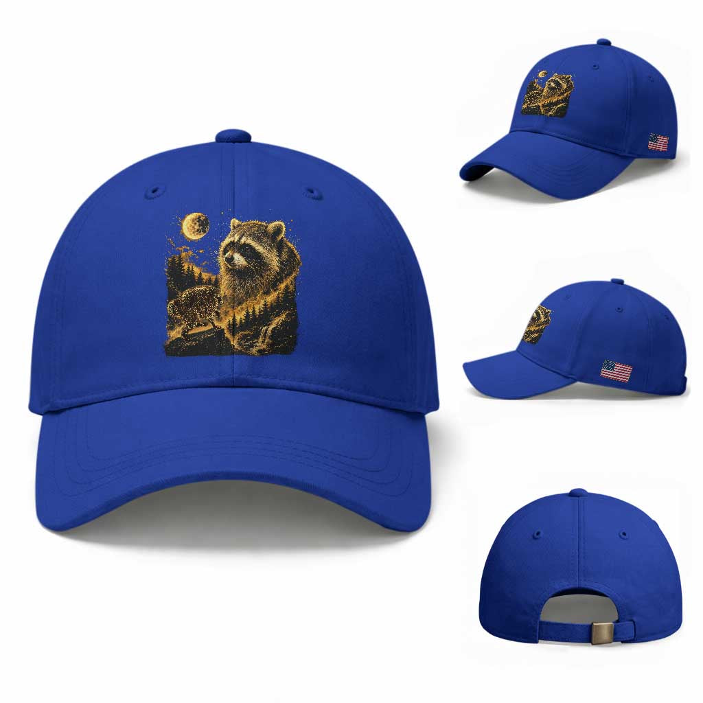 Jimothy Raccoon Howling at The Moon Parody 90s Retro Baseball Cap