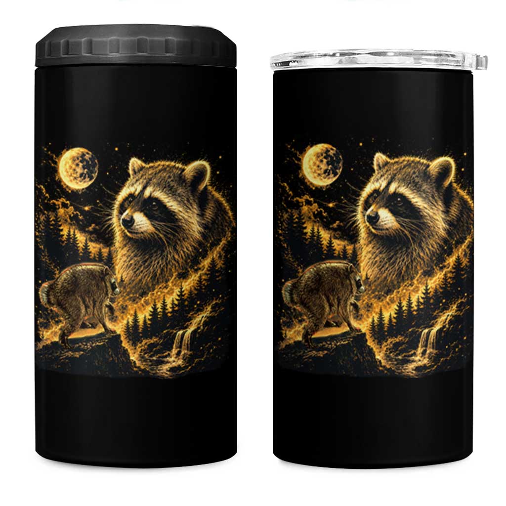 Jimothy Raccoon Howling at The Moon Parody 90s Retro 4 in 1 Can Cooler Tumbler