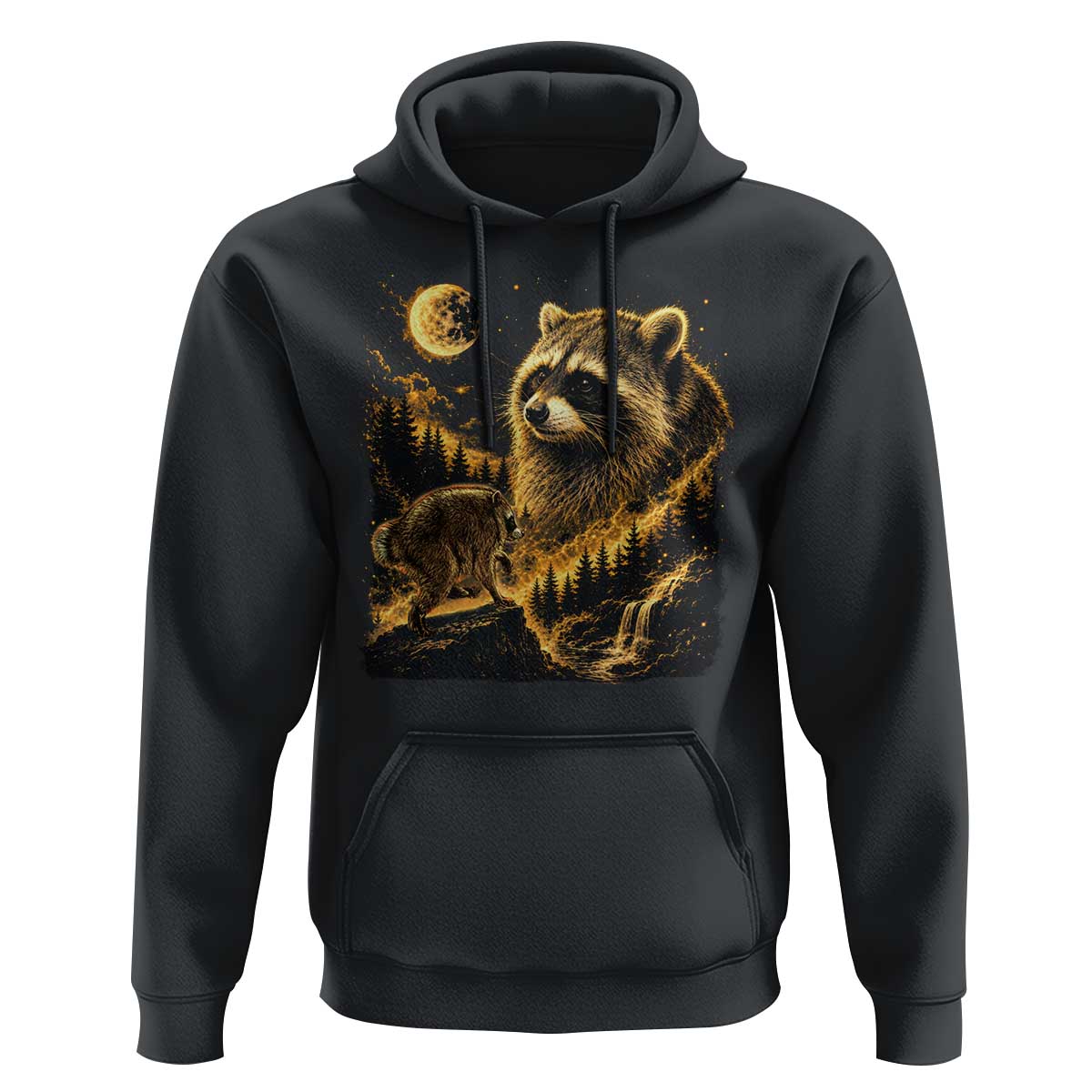 Jimothy Raccoon Howling at The Moon Parody 90s Retro Hoodie