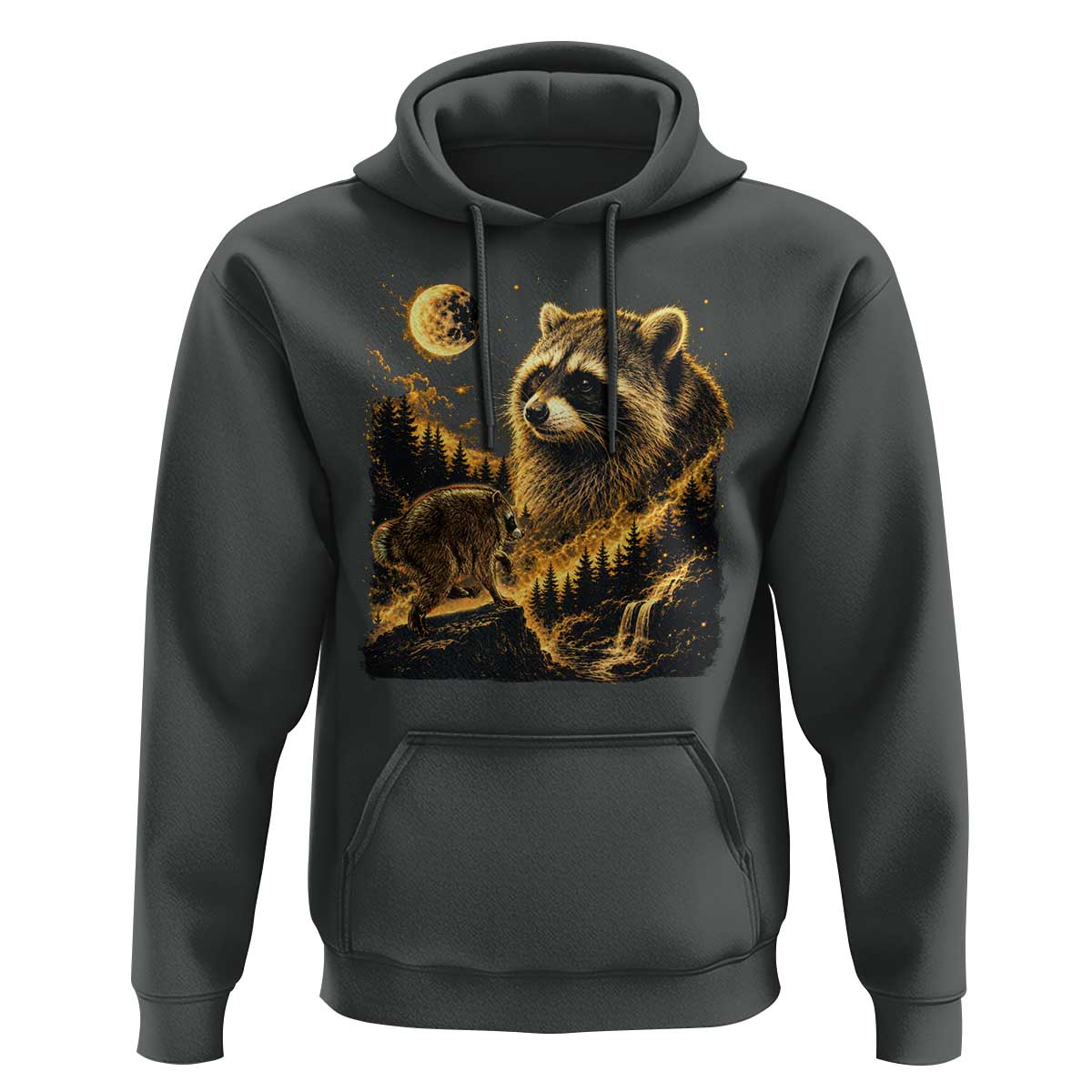 Jimothy Raccoon Howling at The Moon Parody 90s Retro Hoodie