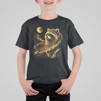 Jimothy Raccoon Howling at The Moon Parody 90s Retro T Shirt For Kid