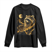 Jimothy Raccoon Howling at The Moon Parody 90s Retro Long Sleeve Shirt