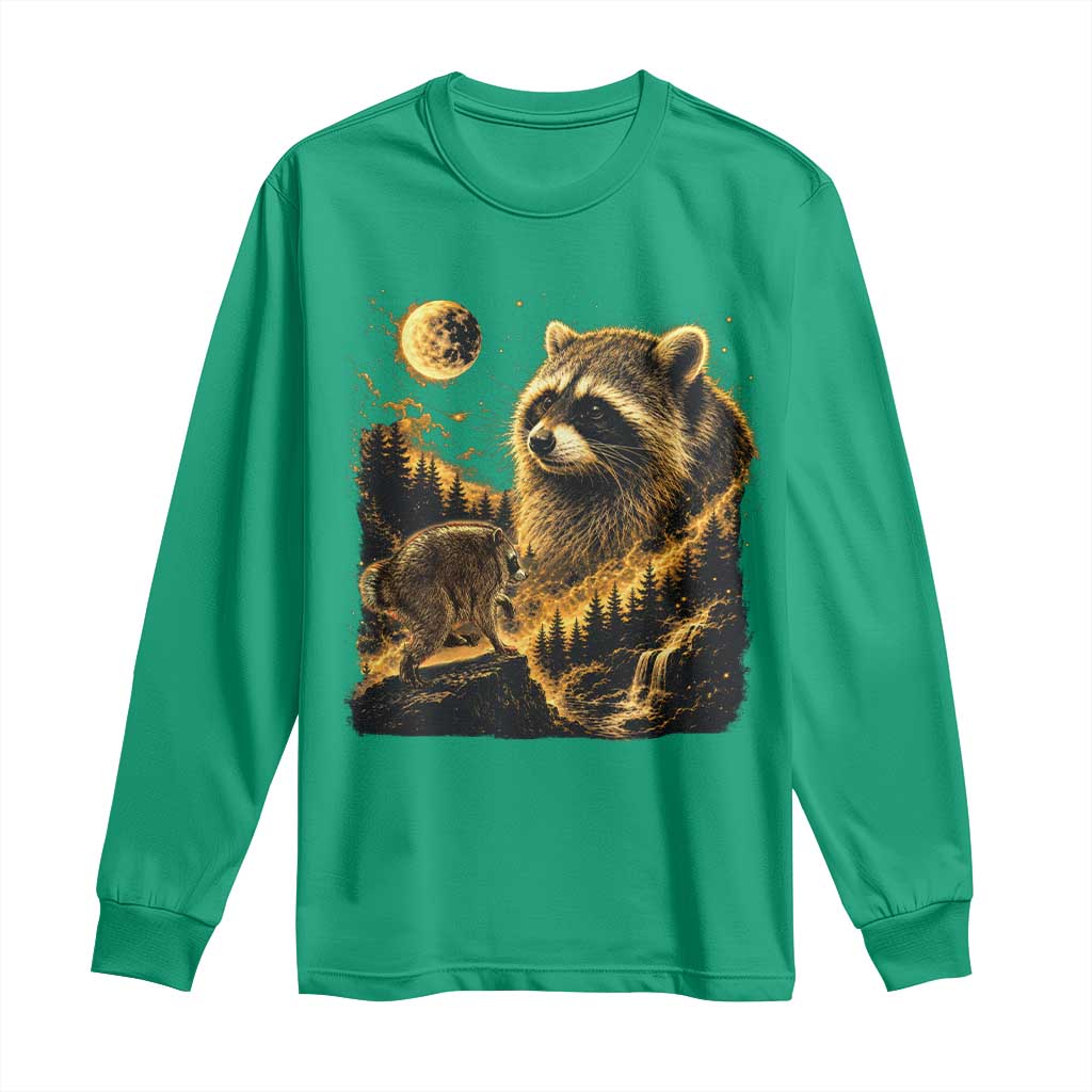 Jimothy Raccoon Howling at The Moon Parody 90s Retro Long Sleeve Shirt